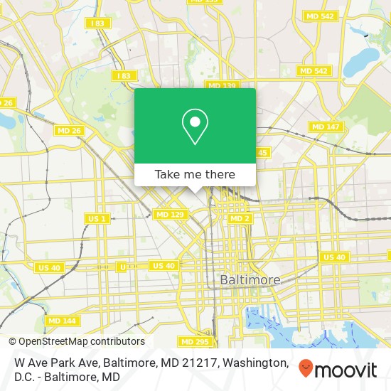 W Ave Park Ave, Baltimore, MD 21217 map