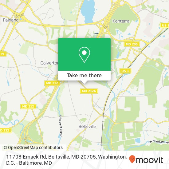 Mapa de 11708 Emack Rd, Beltsville, MD 20705