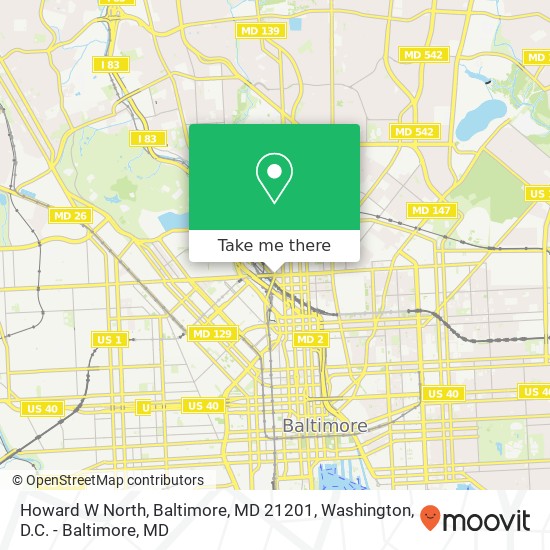 Mapa de Howard W North, Baltimore, MD 21201