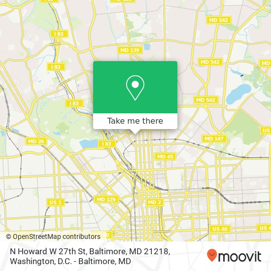 Mapa de N Howard W 27th St, Baltimore, MD 21218