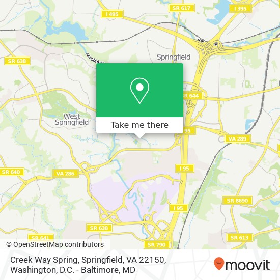 Mapa de Creek Way Spring, Springfield, VA 22150