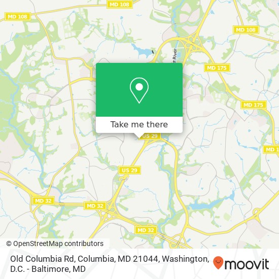 Mapa de Old Columbia Rd, Columbia, MD 21044