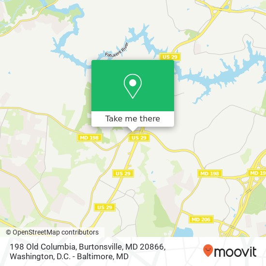 Mapa de 198 Old Columbia, Burtonsville, MD 20866