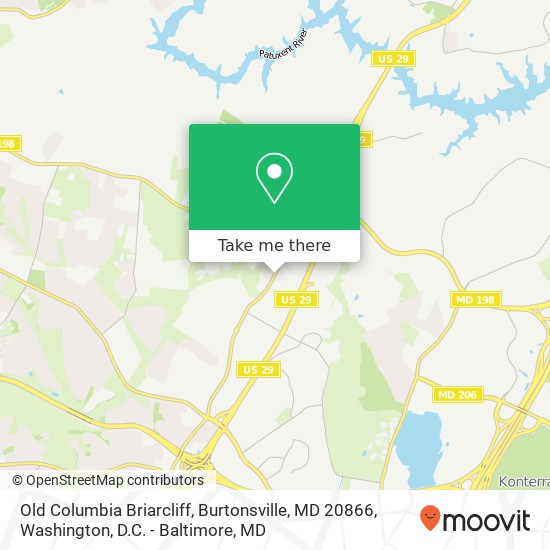 Mapa de Old Columbia Briarcliff, Burtonsville, MD 20866