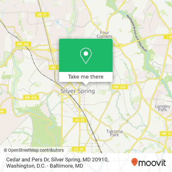 Mapa de Cedar and Pers Dr, Silver Spring, MD 20910