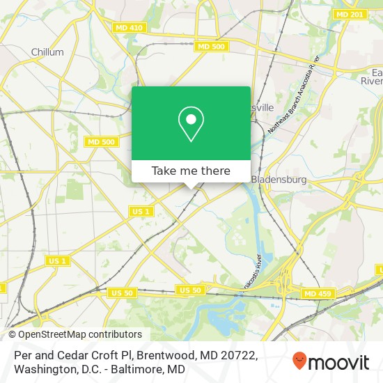 Mapa de Per and Cedar Croft Pl, Brentwood, MD 20722