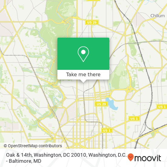 Oak & 14th, Washington, DC 20010 map