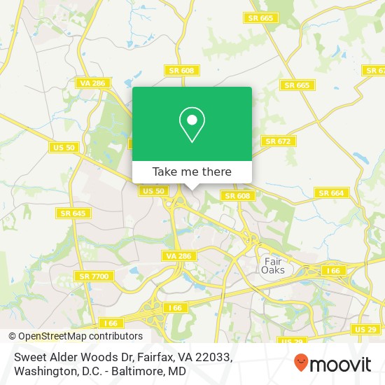Mapa de Sweet Alder Woods Dr, Fairfax, VA 22033