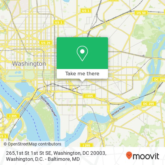 Mapa de 265,1st St 1st St SE, Washington, DC 20003