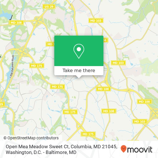 Mapa de Open Mea Meadow Sweet Ct, Columbia, MD 21045