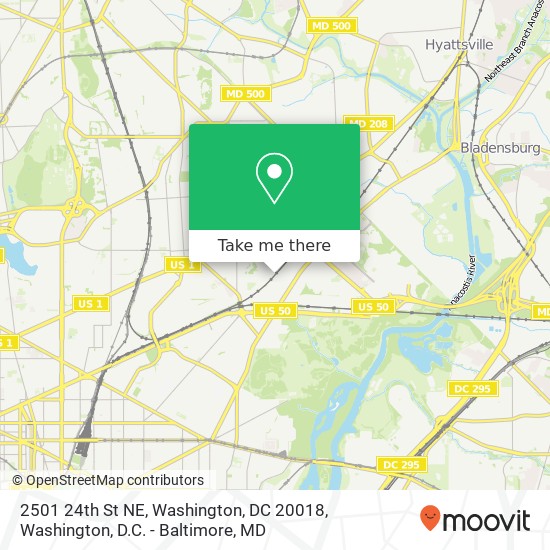 Mapa de 2501 24th St NE, Washington, DC 20018