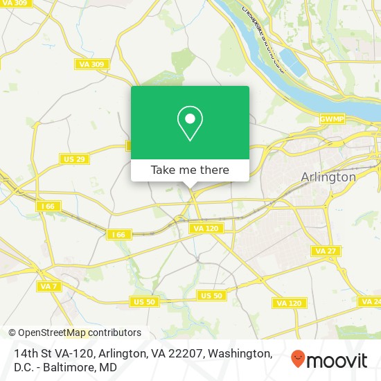 Mapa de 14th St VA-120, Arlington, VA 22207