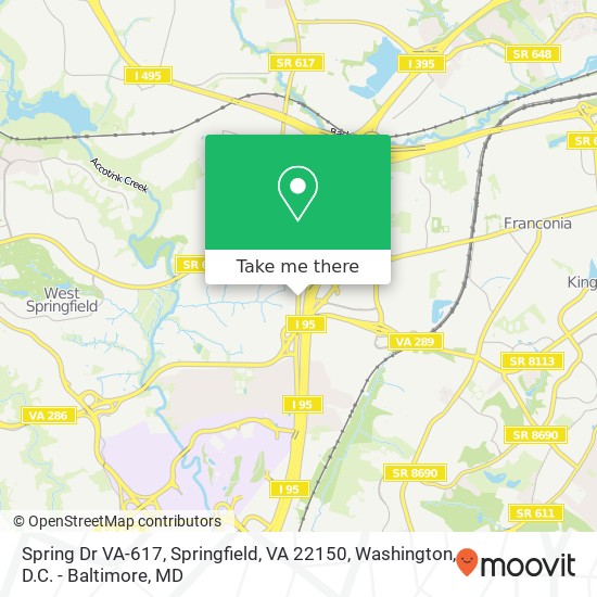 Mapa de Spring Dr VA-617, Springfield, VA 22150