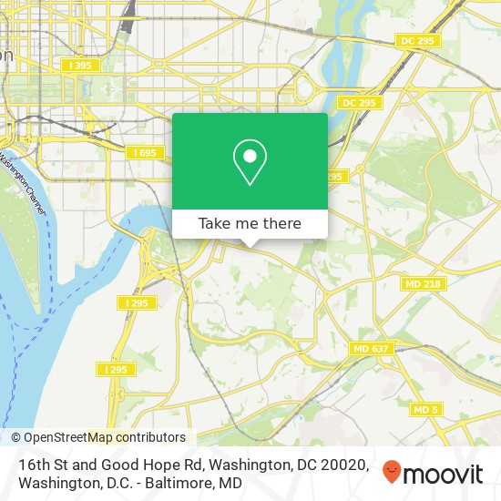 Mapa de 16th St and Good Hope Rd, Washington, DC 20020