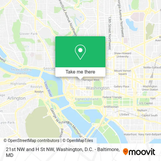 21st NW and H St NW map