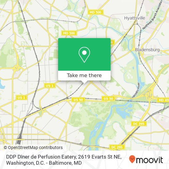 Mapa de DDP Dîner de Perfusion Eatery, 2619 Evarts St NE