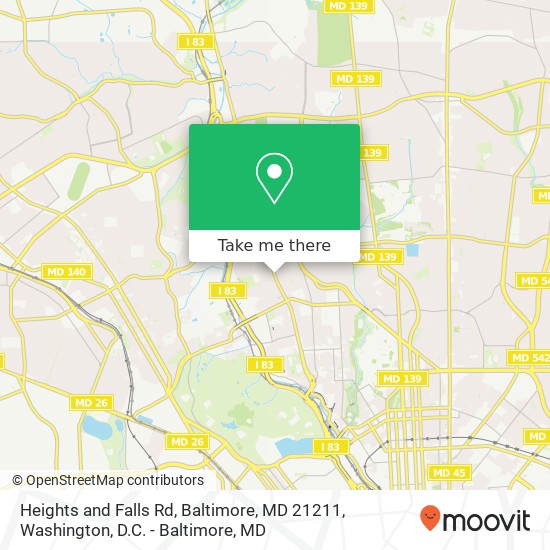 Heights and Falls Rd, Baltimore, MD 21211 map