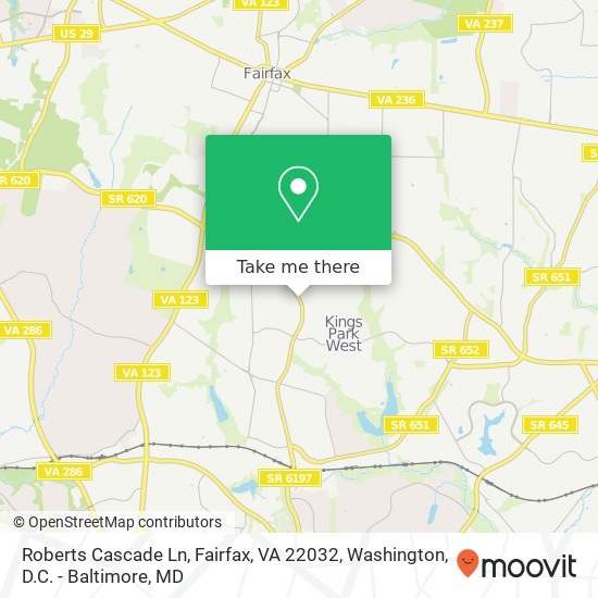 Mapa de Roberts Cascade Ln, Fairfax, VA 22032