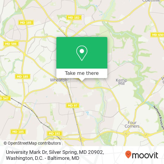 Mapa de University Mark Dr, Silver Spring, MD 20902