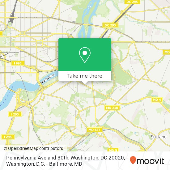 Pennsylvania Ave and 30th, Washington, DC 20020 map