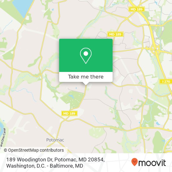 Mapa de 189 Woodington Dr, Potomac, MD 20854