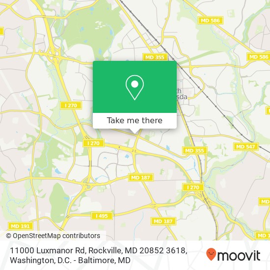 Mapa de 11000 Luxmanor Rd, Rockville, MD 20852 3618