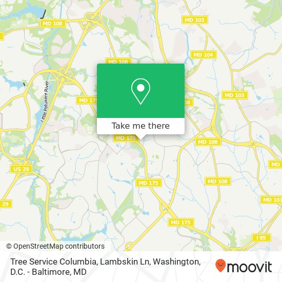 Tree Service Columbia, Lambskin Ln map