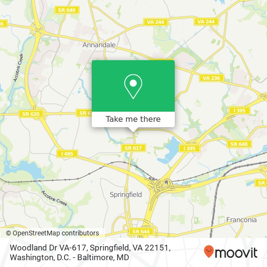 Woodland Dr VA-617, Springfield, VA 22151 map