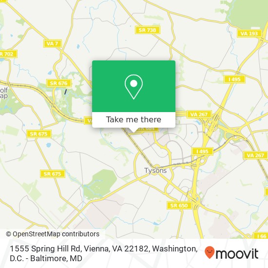 Mapa de 1555 Spring Hill Rd, Vienna, VA 22182