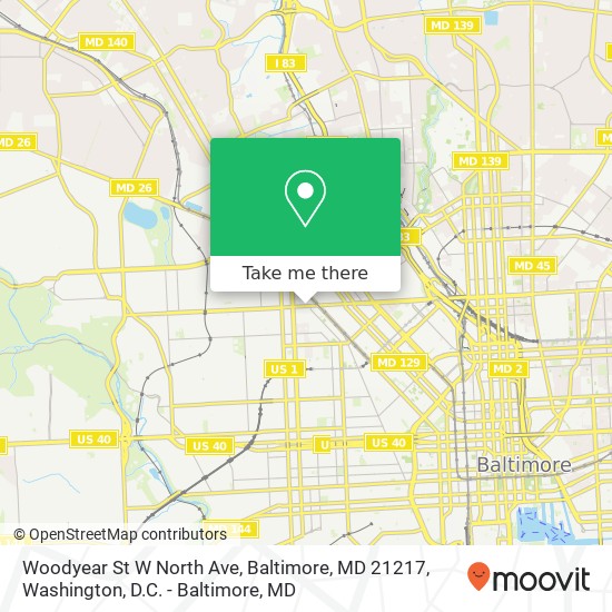 Woodyear St W North Ave, Baltimore, MD 21217 map