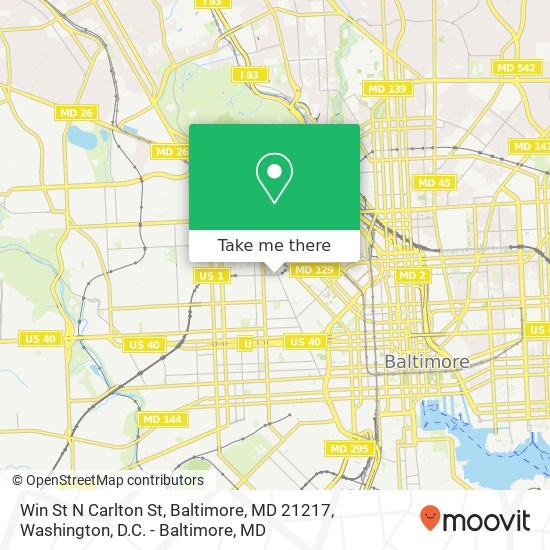 Mapa de Win St N Carlton St, Baltimore, MD 21217