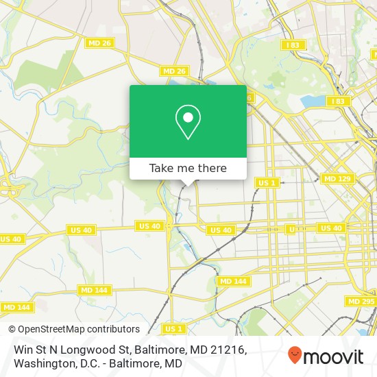 Mapa de Win St N Longwood St, Baltimore, MD 21216