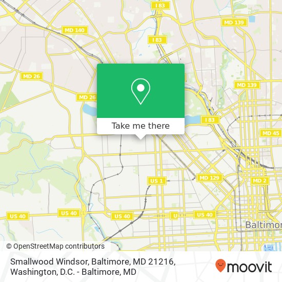 Mapa de Smallwood Windsor, Baltimore, MD 21216