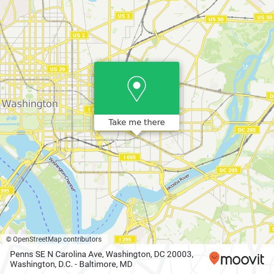 Mapa de Penns SE N Carolina Ave, Washington, DC 20003