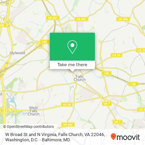 Mapa de W Broad St and N Virginia, Falls Church, VA 22046