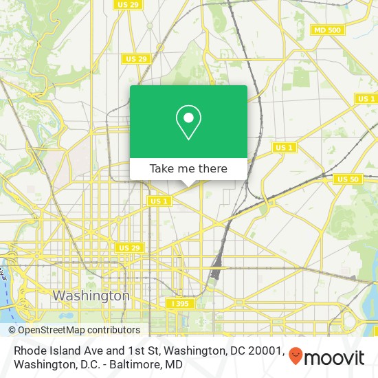 Mapa de Rhode Island Ave and 1st St, Washington, DC 20001