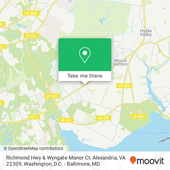 Mapa de Richmond Hwy & Wyngate Manor Ct, Alexandria, VA 22309