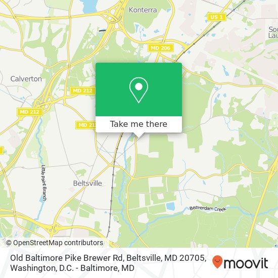 Old Baltimore Pike Brewer Rd, Beltsville, MD 20705 map