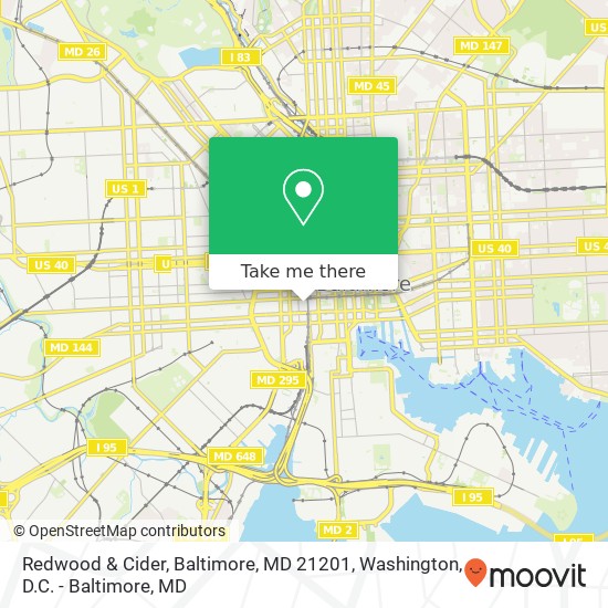 Mapa de Redwood & Cider, Baltimore, MD 21201