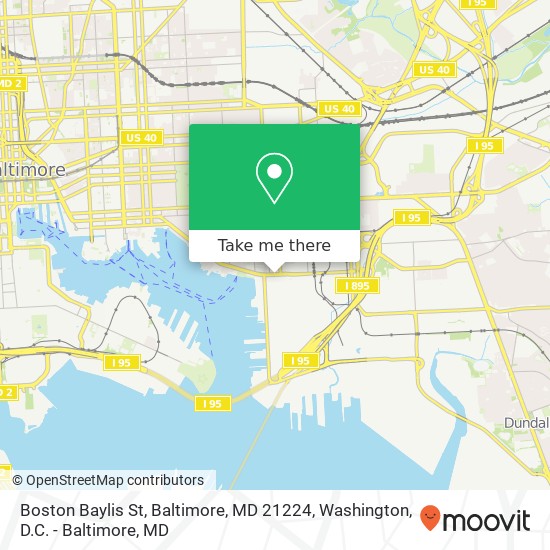 Mapa de Boston Baylis St, Baltimore, MD 21224