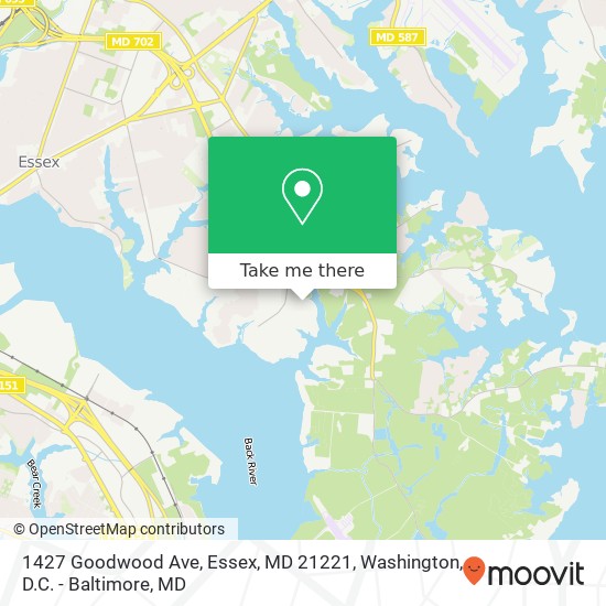 Mapa de 1427 Goodwood Ave, Essex, MD 21221