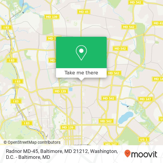 Mapa de Radnor MD-45, Baltimore, MD 21212