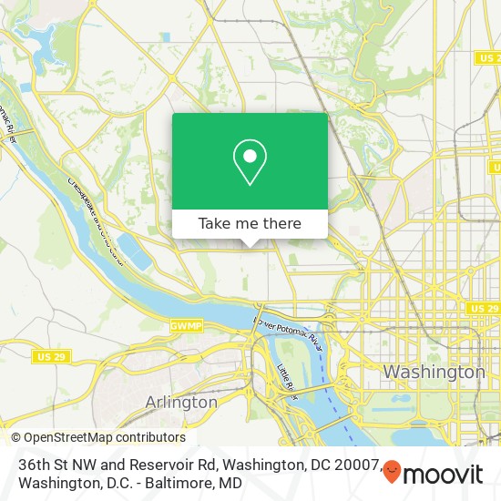 36th St NW and Reservoir Rd, Washington, DC 20007 map