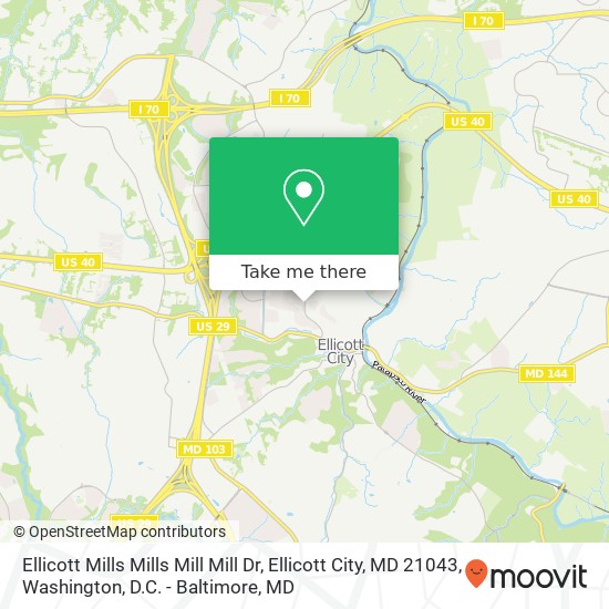 Mapa de Ellicott Mills Mills Mill Mill Dr, Ellicott City, MD 21043