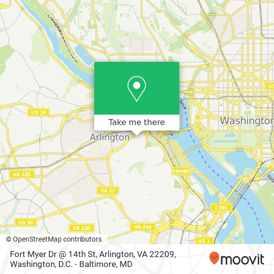 Mapa de Fort Myer Dr @ 14th St, Arlington, VA 22209