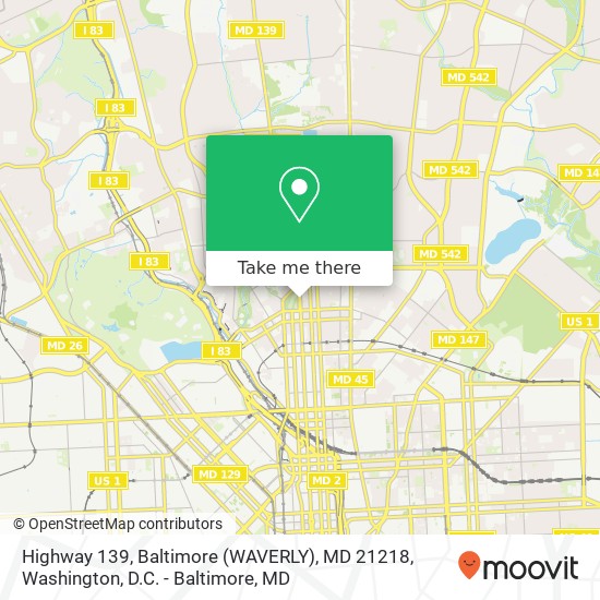 Mapa de Highway 139, Baltimore (WAVERLY), MD 21218