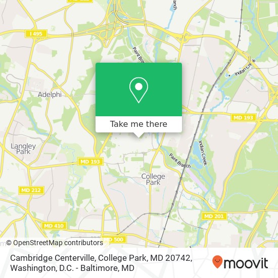 Mapa de Cambridge Centerville, College Park, MD 20742