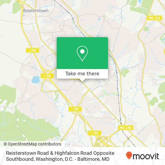 Reisterstown Road & Highfalcon Road Opposite Southbound map