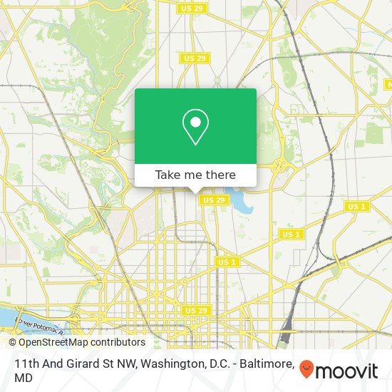 Mapa de 11th And Girard St NW