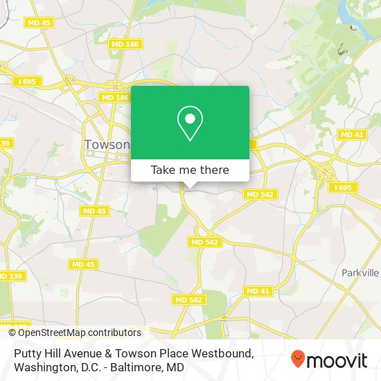 Putty Hill Avenue & Towson Place Westbound map